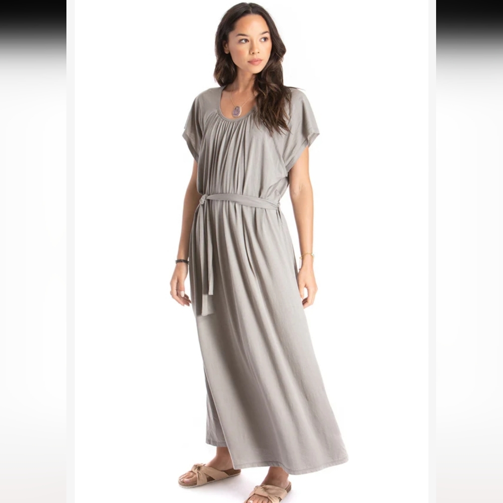 ARZÉ's 100% organic pima cotton belted long dress - grey